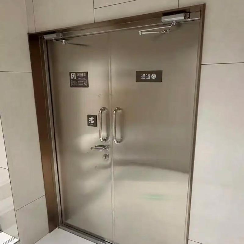 Porte commerciale en acier inoxydable coupe-feu